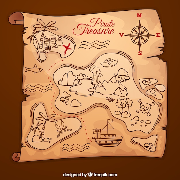 Hand drawn treasure map background | Free Vector