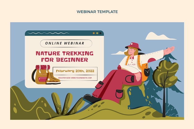 Free Vector Hand Drawn Trekking Webinar Template