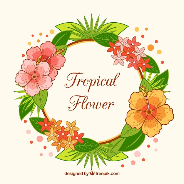 Free Vector Hand Drawn Tropical Floral Wreath Background