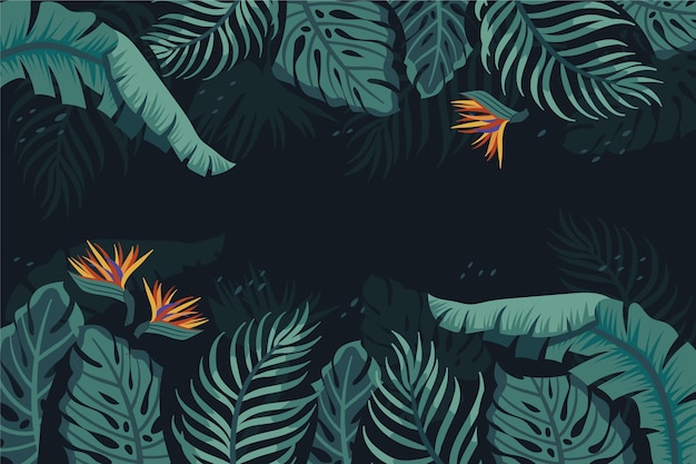 Premium Vector | Hand drawn tropical leaves background