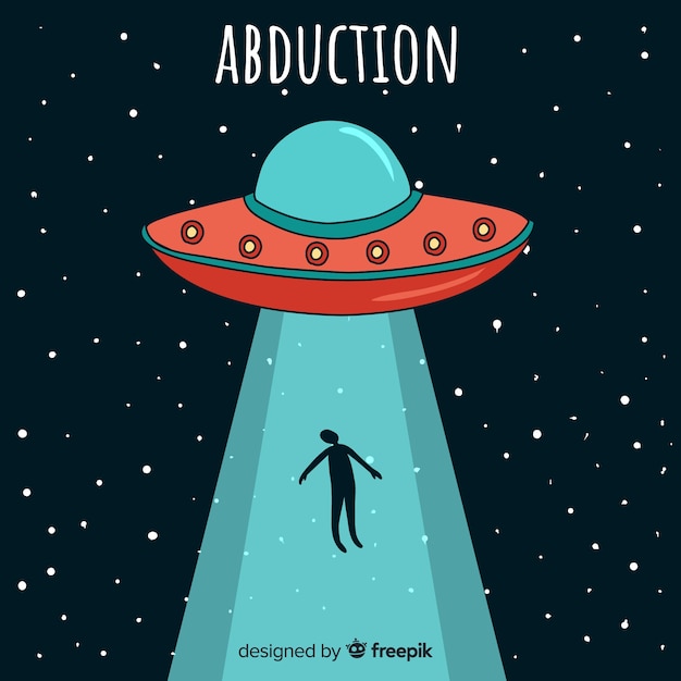 Free Vector Hand drawn ufo abduction concept