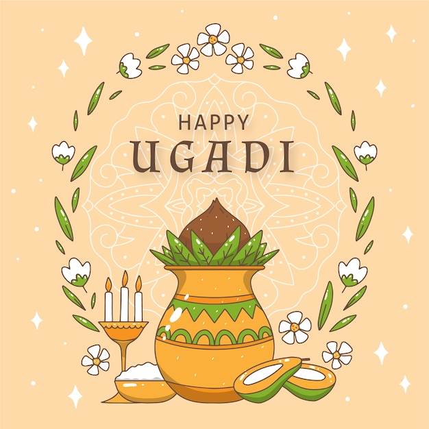 Free Vector | Hand-drawn ugadi concept