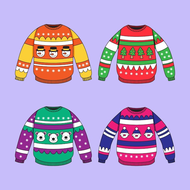 Free Vector Hand drawn ugly sweater collection