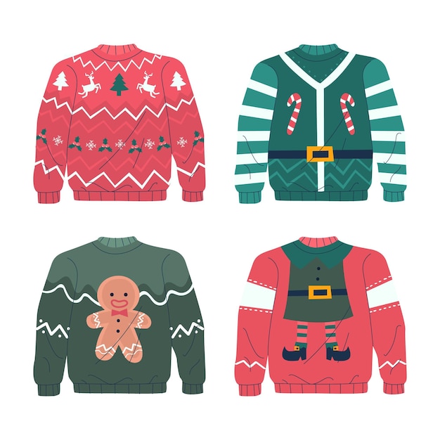 Premium Vector | Hand drawn ugly sweater collection