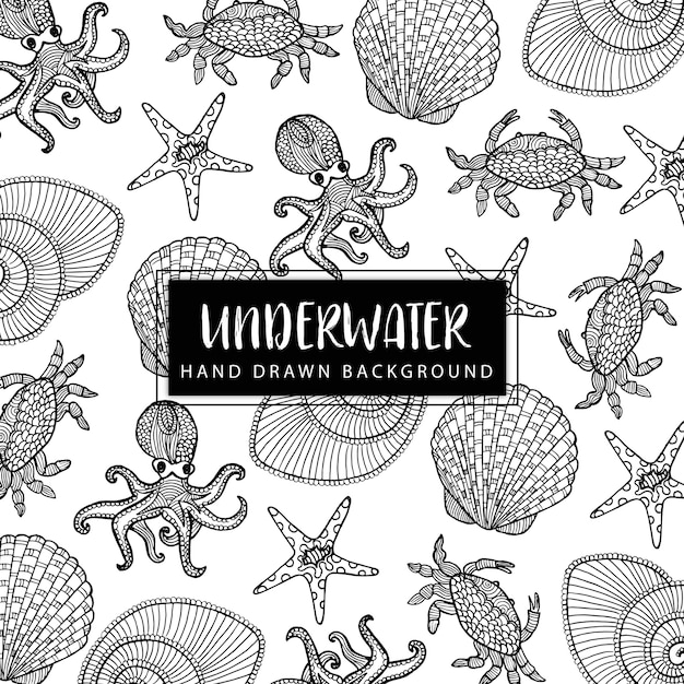 Premium Vector | Hand drawn underwater elements background