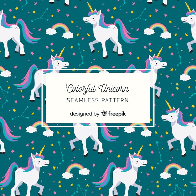 Hand drawn unicorn pattern Free Vector