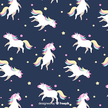 Free Vector | Hand drawn unicorn pattern