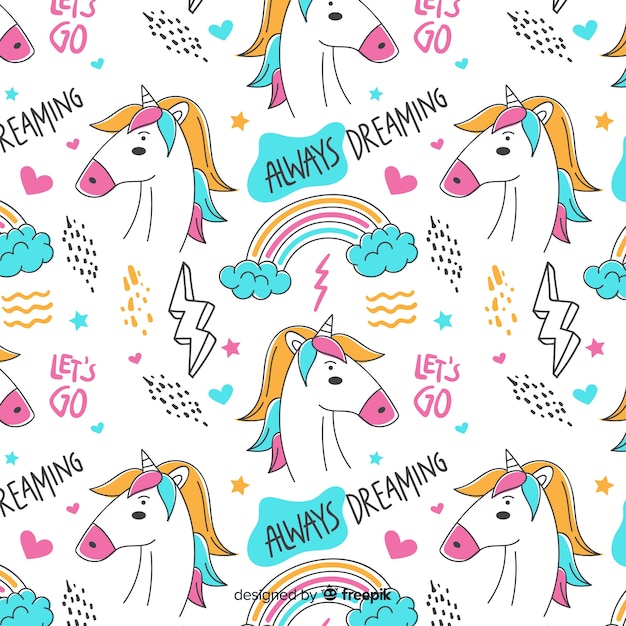 Premium Vector | Hand drawn unicorn pattern