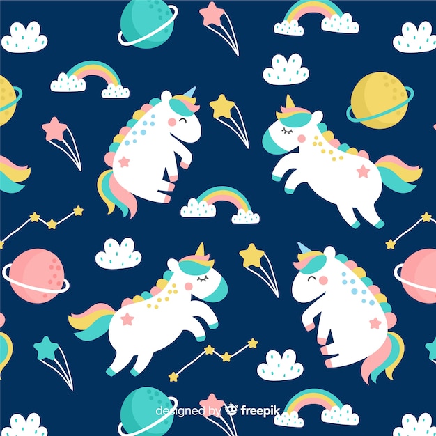 Hand drawn unicorn pattern | Free Vector