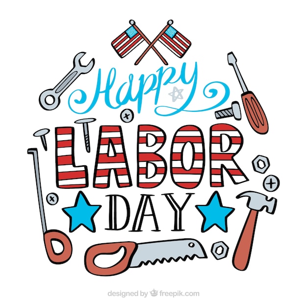 Hand drawn usa labor day composition