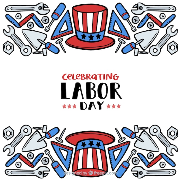 Hand drawn usa labor day composition