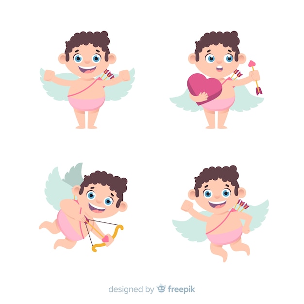 Free Vector Hand Drawn Valentine Cupid Collection 8344
