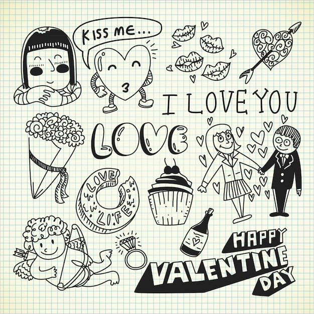 Premium Vector Hand Drawn Valentine Doodle Set 5602