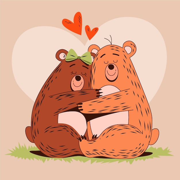 Free Vector | Hand drawn valentine's day animal couple