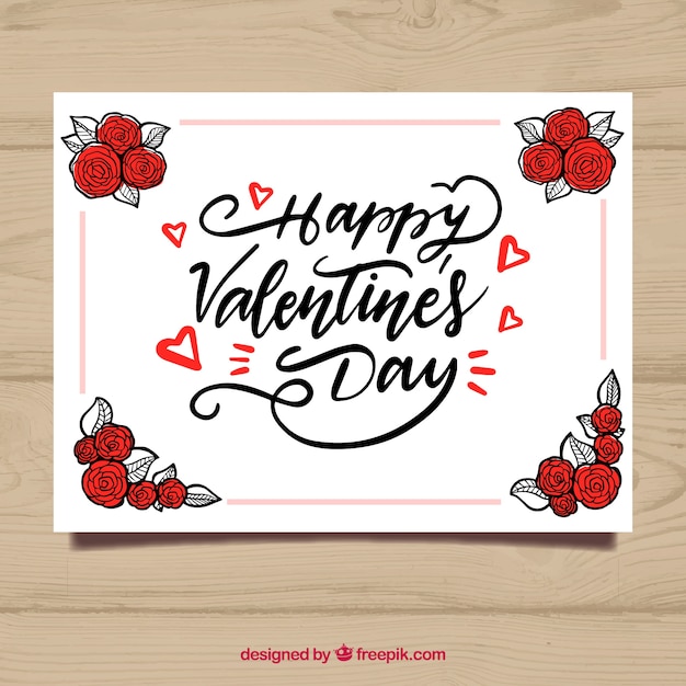 Download Hand drawn valentine's day card template | Free Vector