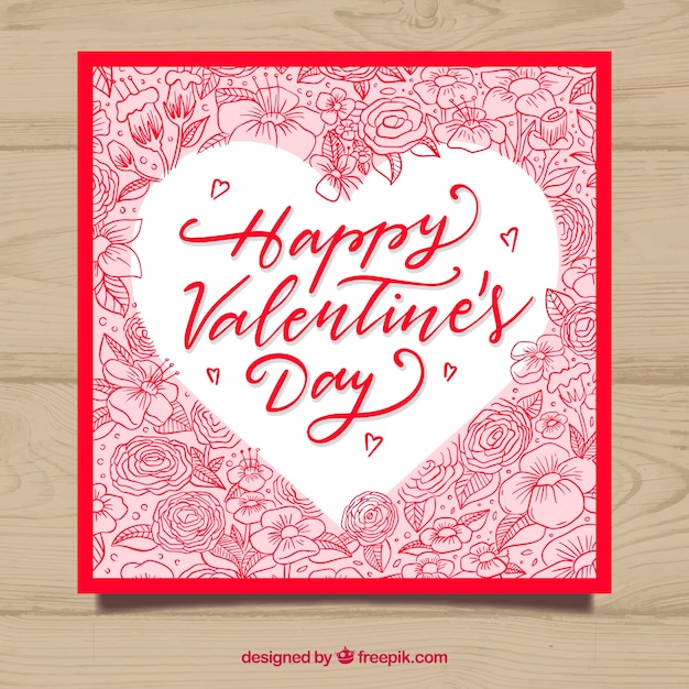 Hand drawn valentine\'s day card template