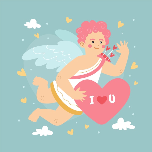 Free Vector Hand Drawn Valentines Day Cupid Illustration 7274