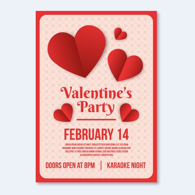 Free Vector Hand Drawn Valentines Day Party Flyer Template 