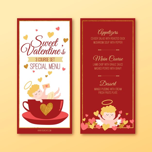 Free Vector | Hand drawn valentines day menu template