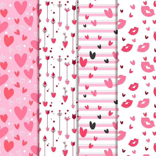 Premium Vector Hand drawn valentines day pattern collection