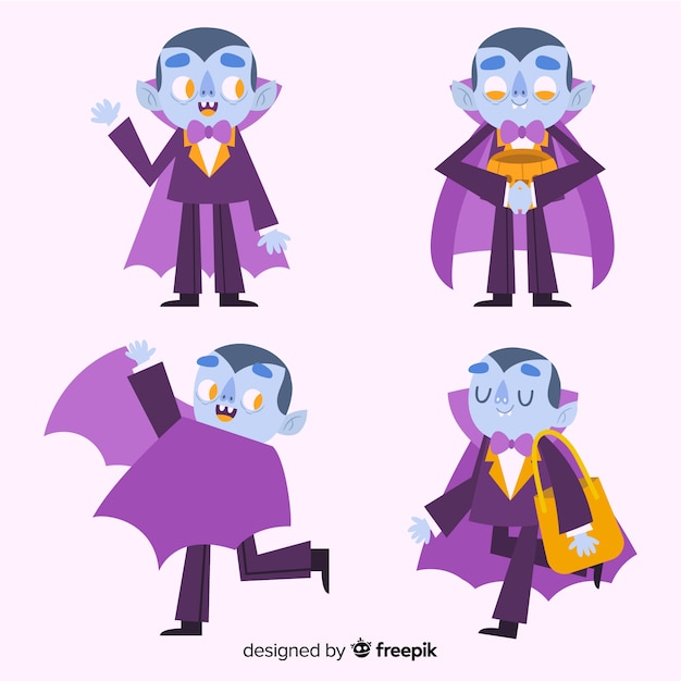 Hand drawn vampire character collection Vector | Free Download