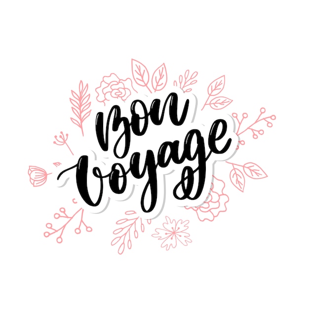 Premium Vector | Hand Drawn Vector Lettering. Bon Voyage Word By Hands.