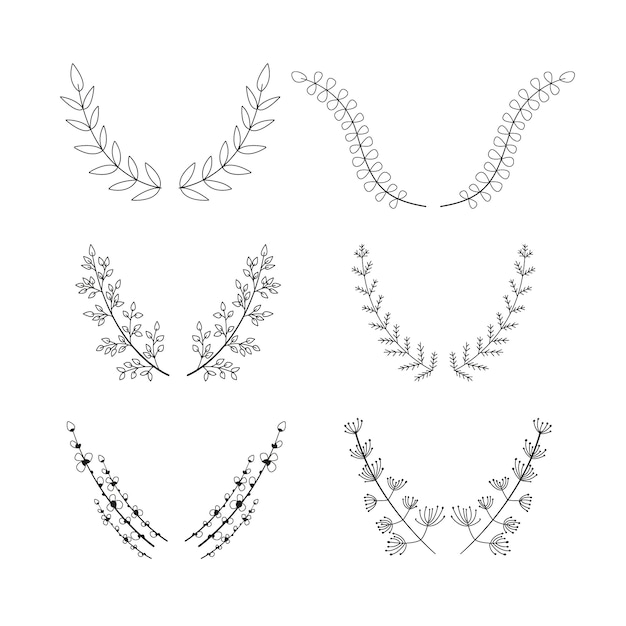 Premium Vector | Hand-drawn vector wreath, laurel.