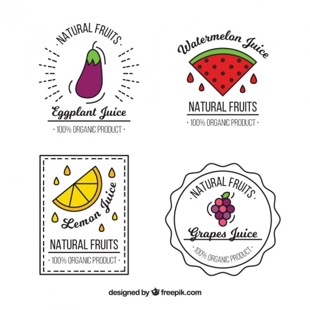 Hand drawn vegetable and fruit badges
