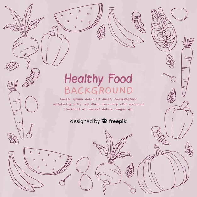 Free Vector | Hand drawn vegetables and fruits background