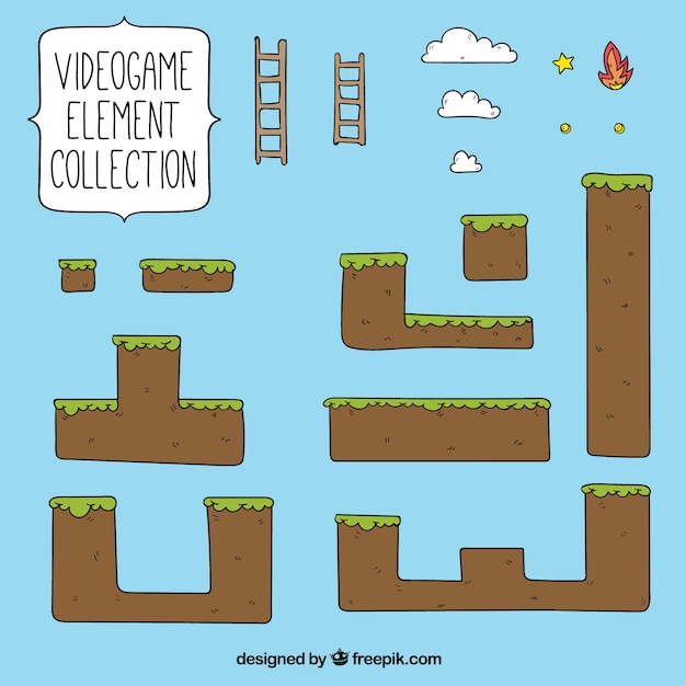 Free Vector | Hand drawn video games block elements