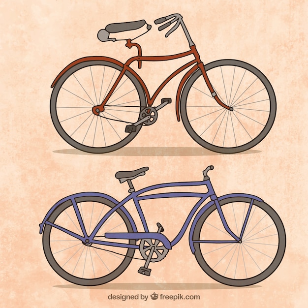 Download Hand drawn vintage bicycles | Free Vector