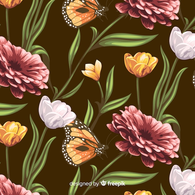 Hand drawn vintage botanical background | Free Vector