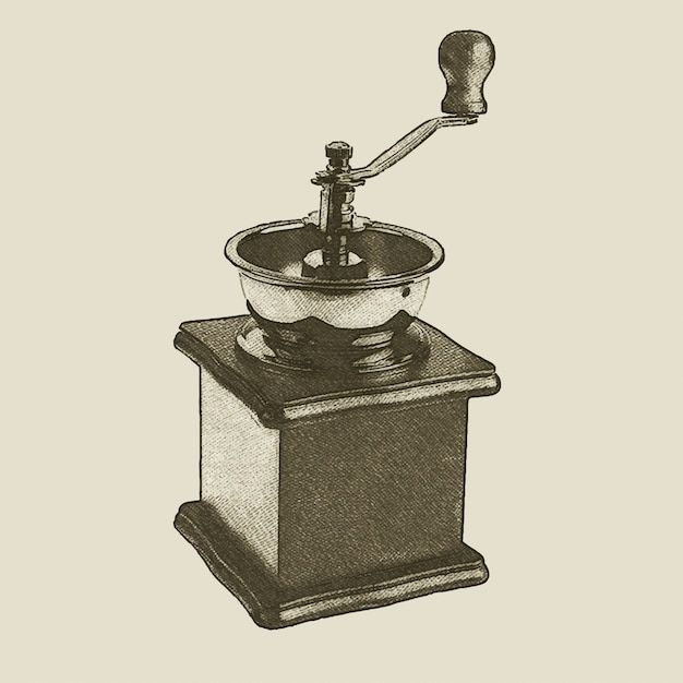 Download Hand drawn vintage coffee grinder Vector | Premium Download