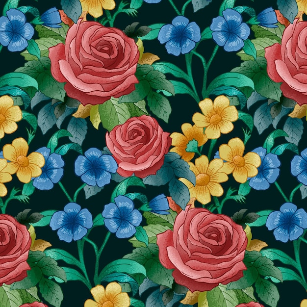 Free Vector Hand Drawn Vintage Floral Pattern