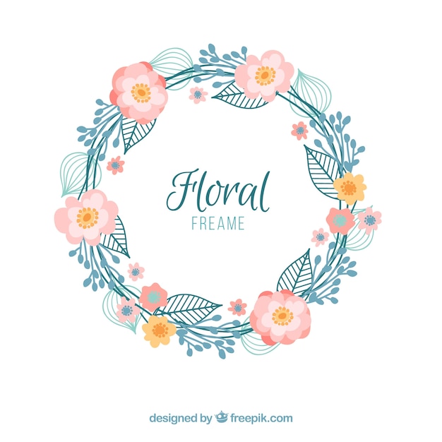 Hand drawn vintage floral wreath | Free Vector