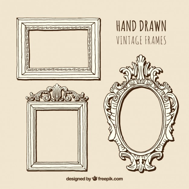 Free Vector | Hand drawn vintage frames collection