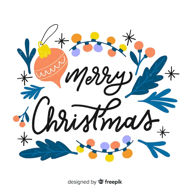 Free Vector | Hand drawn vintage merry christmas lettering