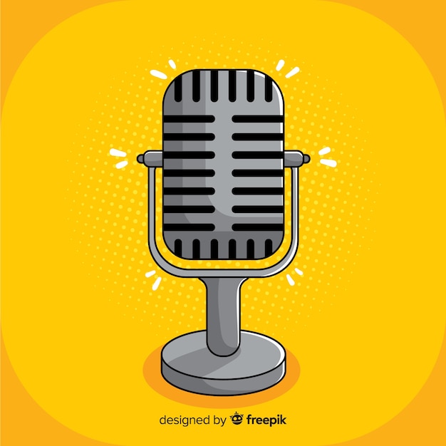 Download Hand drawn vintage microphone | Free Vector