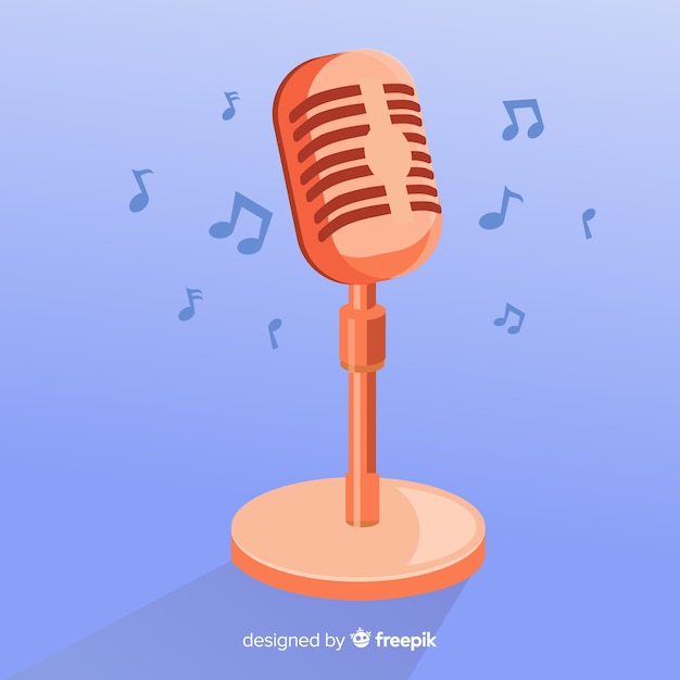 Download Hand drawn vintage microphone Vector | Free Download