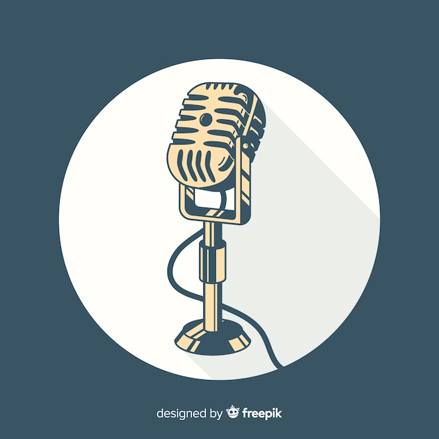 Hand drawn vintage microphone | Free Vector