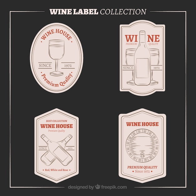 Hand drawn vintage wine labels