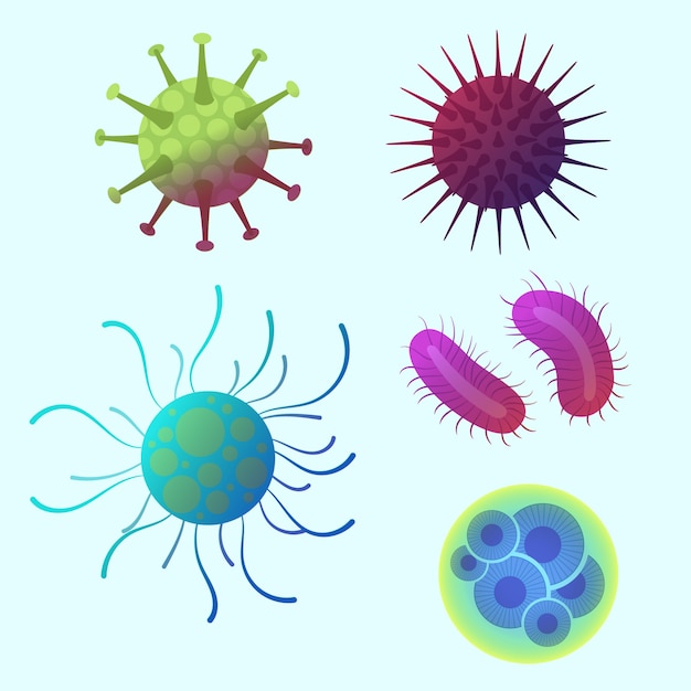 Free Vector Hand drawn virus collection