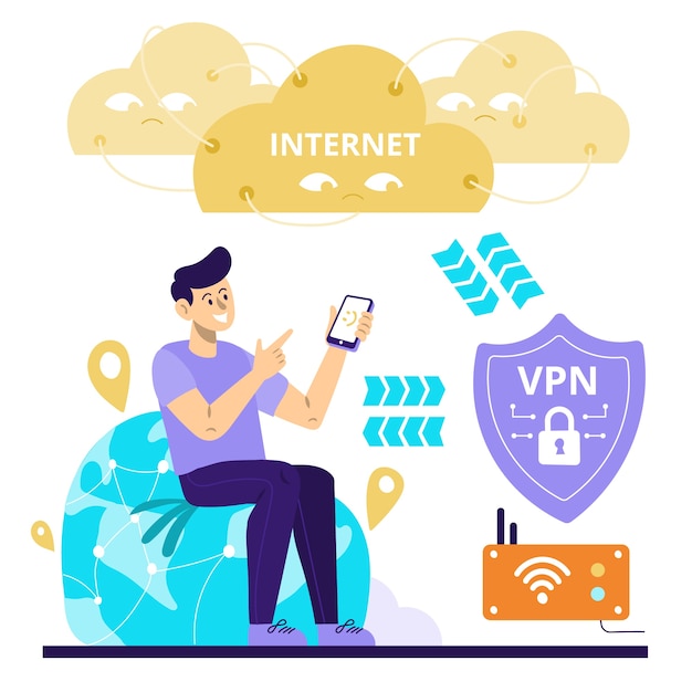 Free Vector Hand Drawn Vpn Illustration