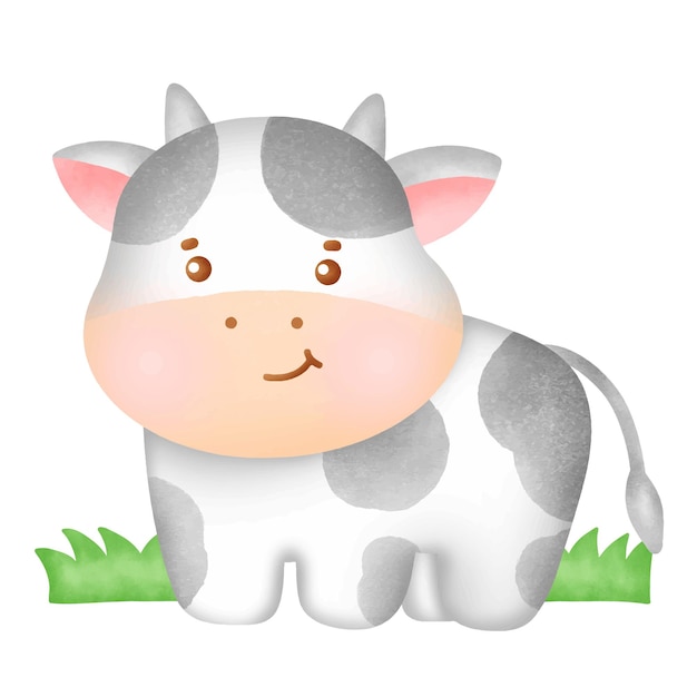 Premium Vector | Hand drawn watercolor cute cow character.