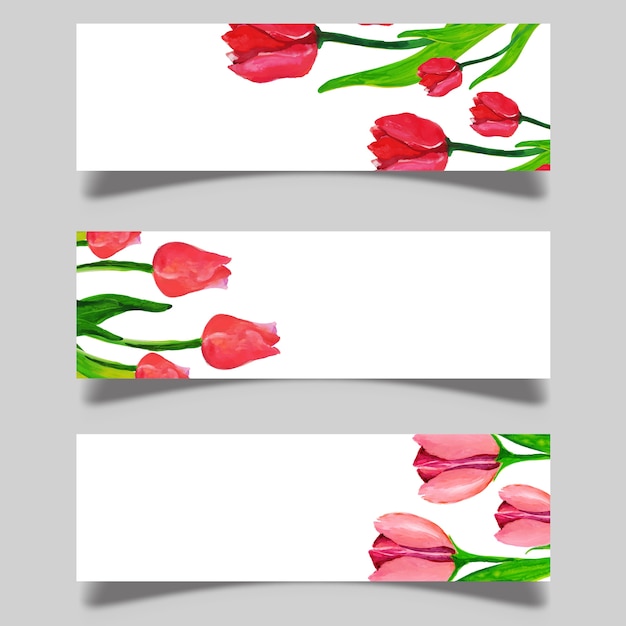 Hand Drawn Watercolor Floral Banners