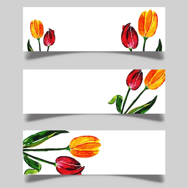 Hand Drawn Watercolor Floral Banners