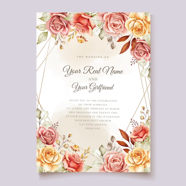 Premium Vector | Hand drawn watercolor floral wedding card