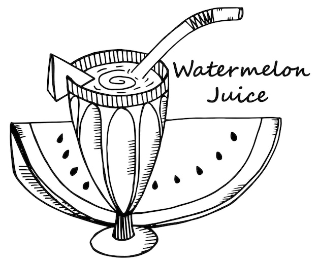 Premium Vector Hand Drawn Watermelon Juice In A Glass 7835