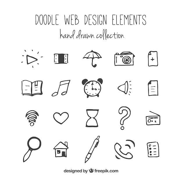 Hand drawn web elements and icons Vector | Free Download