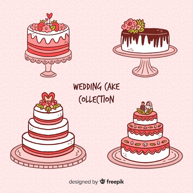 Download Hand drawn wedding cake collection Vector | Free Download